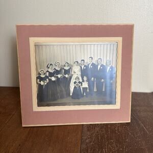 1940s 1950s Wedding portrait in folding picture frame 8x10 instant‎ family